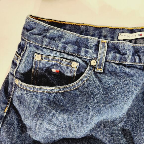 Tommy Hilfiger Jeans Womens 33x31 Straight Leg Dark Wash Vtg Logo Denim Blue - Picture 5 of 11